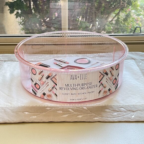 New Lazy Susan Organizer Blush Pink Clear Acrylic Revolving Spinning NWT - Picture 1 of 8